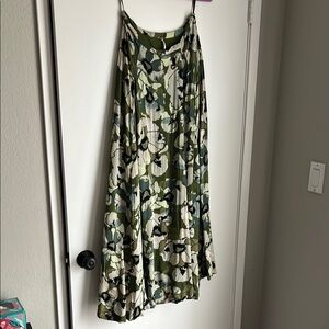 Free People Green and White High-Low Maxi Skirt